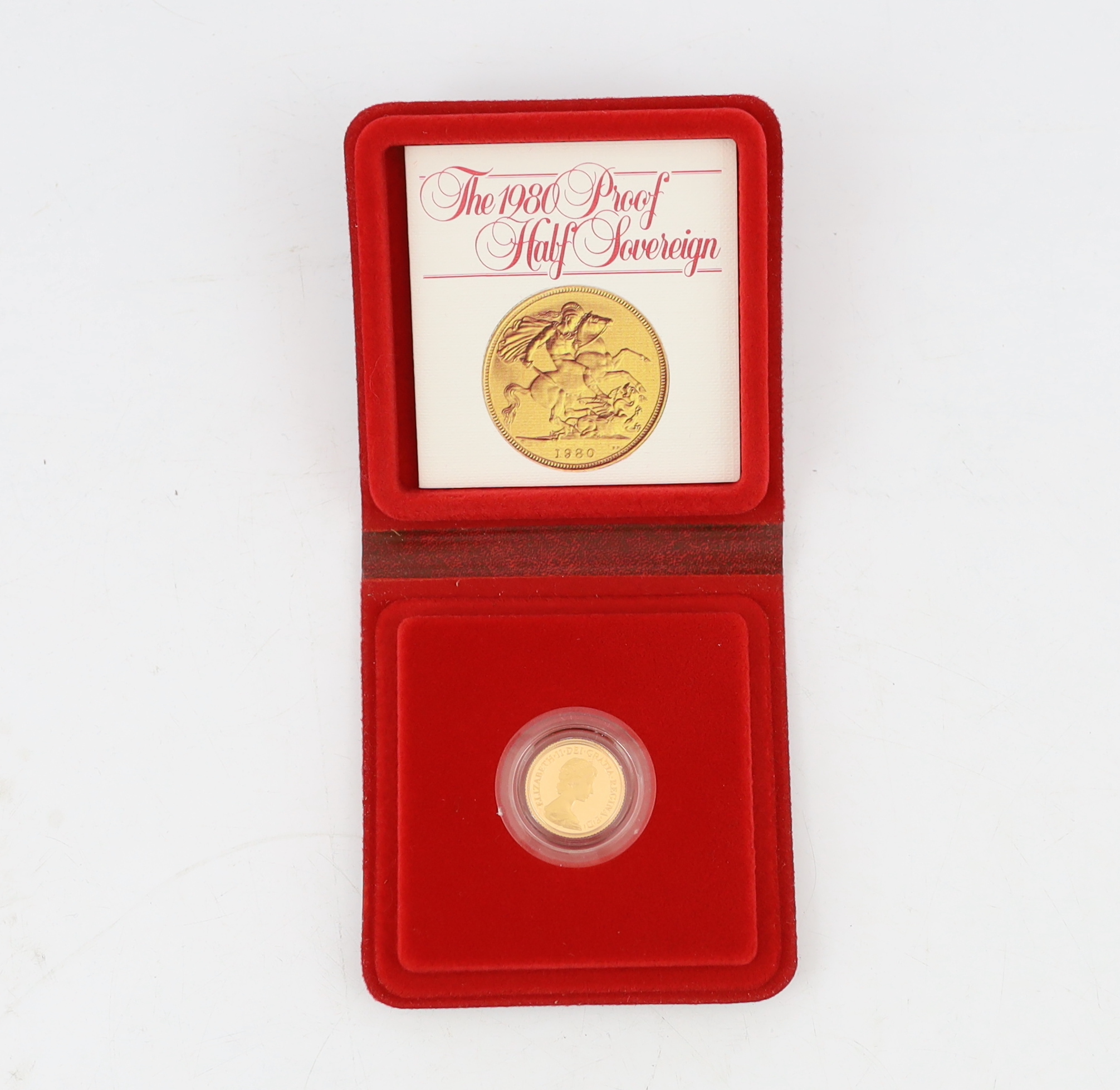 British Gold coins, Elizabeth II half sovereign, 1980, FDC, cased with paperwork (S4205)